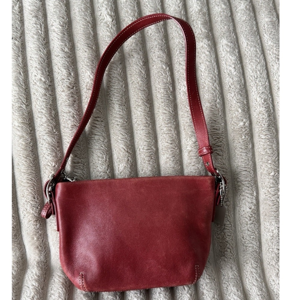 Coach Red Leather Small Y2K Legacy Bag Vintage Contrast Stitch Silver Hardware